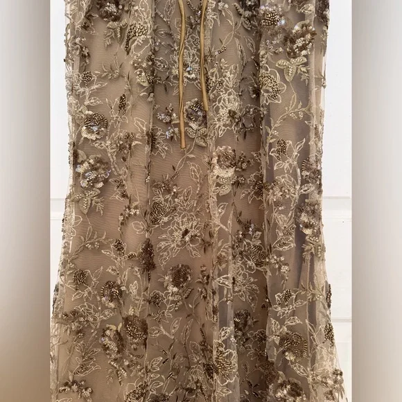 House Of CB Elegant Gold Floral Embroidered Gown - Picture 9 of 16